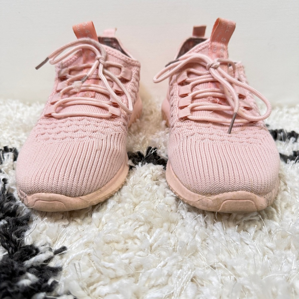 TM WILL LOVE Pink Textured Knit Lace Up Athletic Running Sneakers Size 37 Womens - Picture 2 of 9